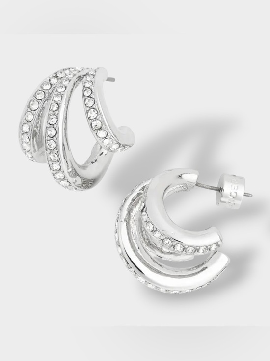 Kurt Geiger Jewelry - Kurt Geiger 🪢NWT Pavé Crystal Triple Huggie Hoop Earrings